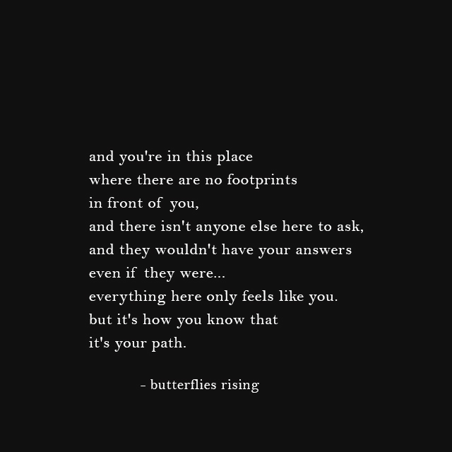 and you're in this place where there are no footprints in front of you, and there isn't anyone else here to ask