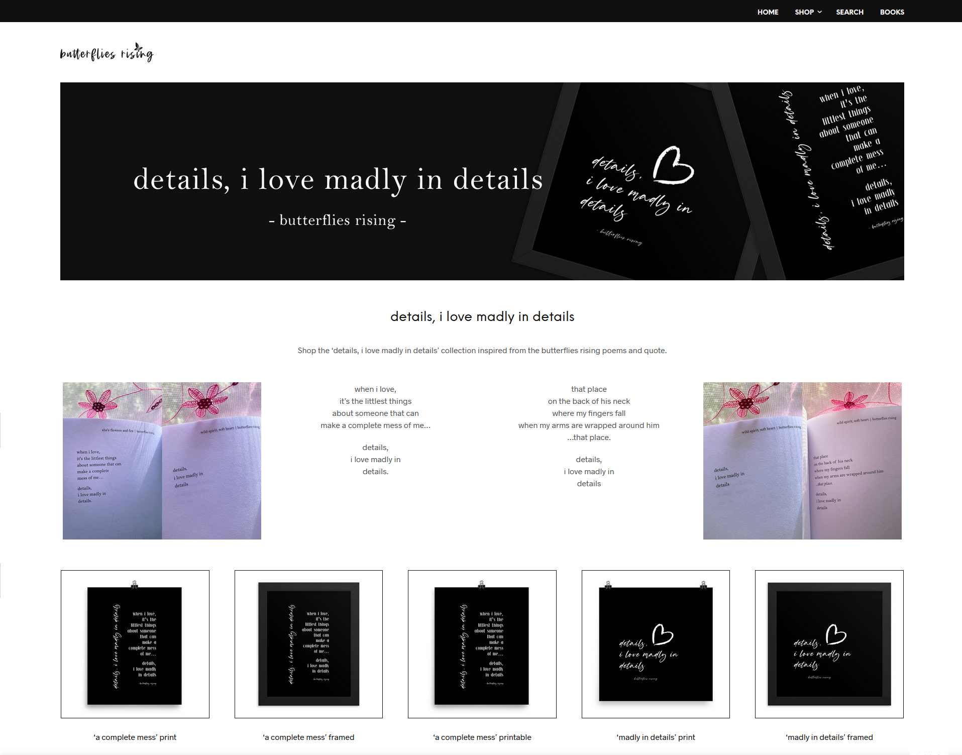 details, i love madly in details - butterflies rising poetry shop collection