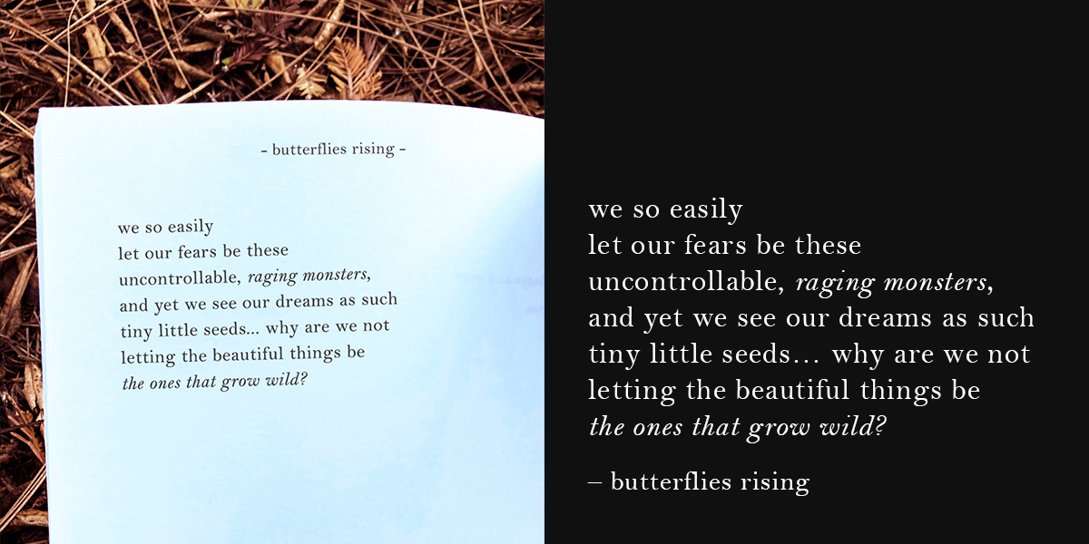 why are we not letting the beautiful things be the ones that grow wild? - butterflies rising