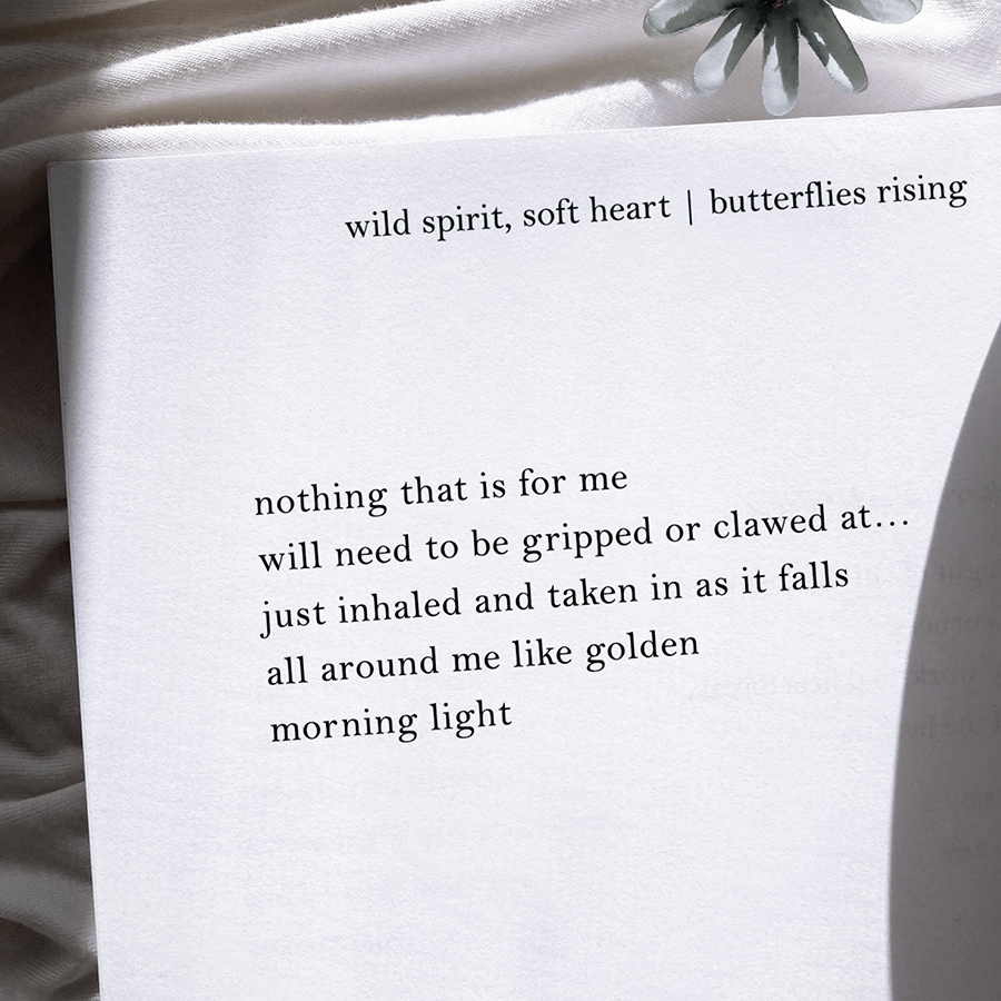 nothing that is for me will need to be gripped or clawed at... just inhaled and taken in as it falls all around me like golden morning light