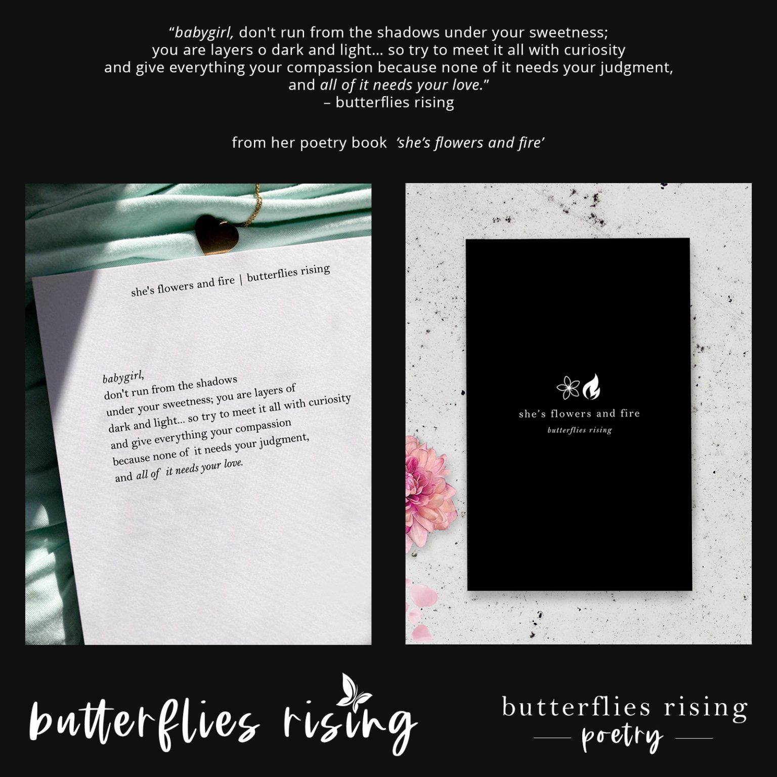 babygirl, don't run from the shadows under your sweetness - butterflies