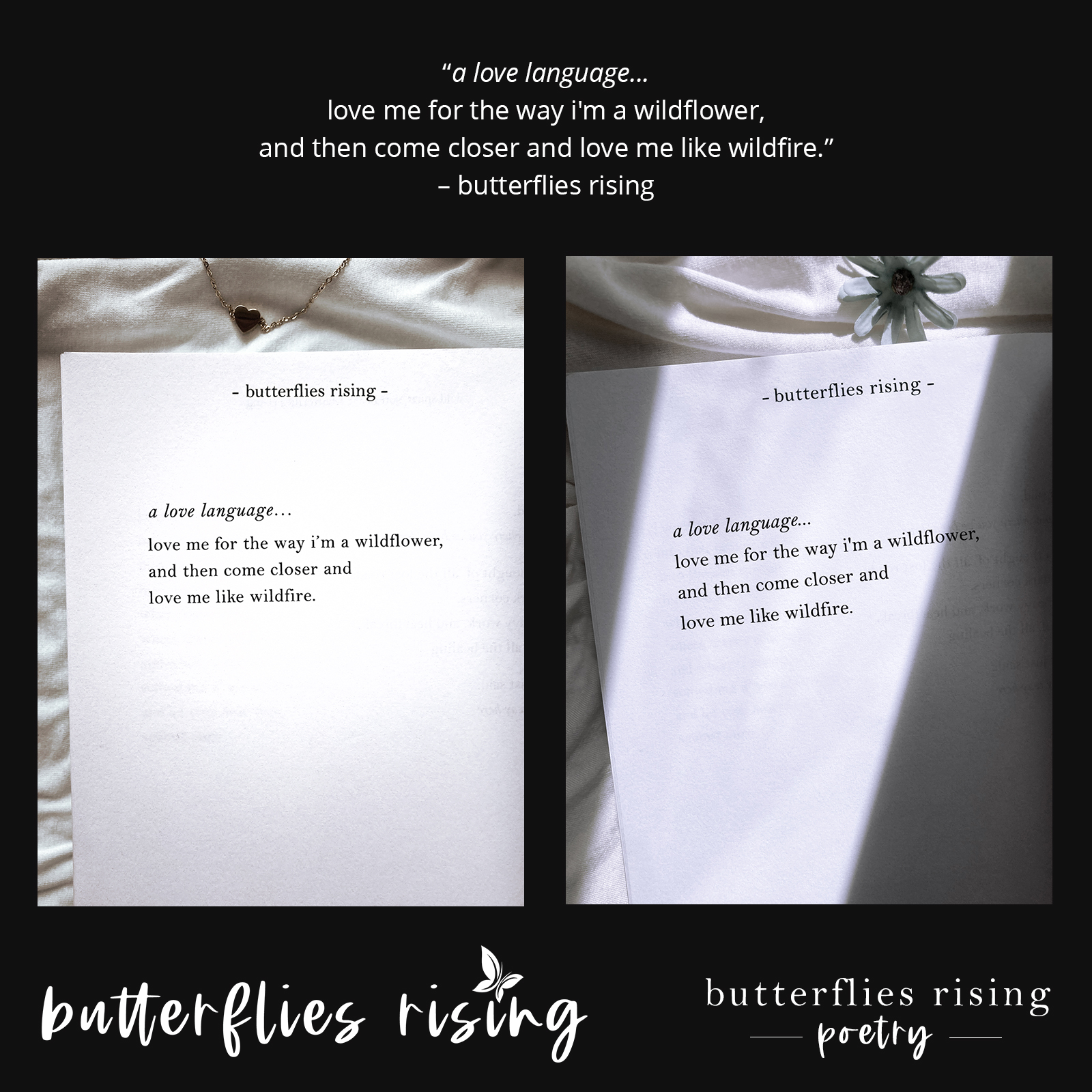 a love language... love me for the way i'm a wildflower, and then come closer and love me like wildfire