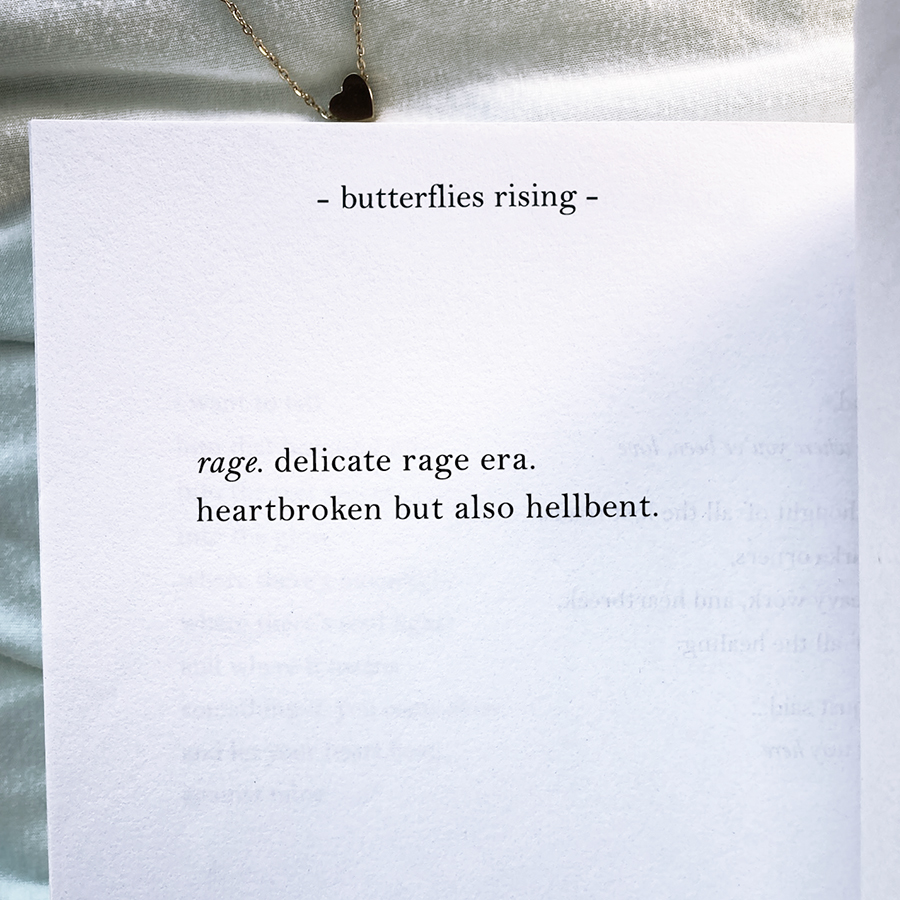 rage. delicate rage era. heartbroken but also hellbent