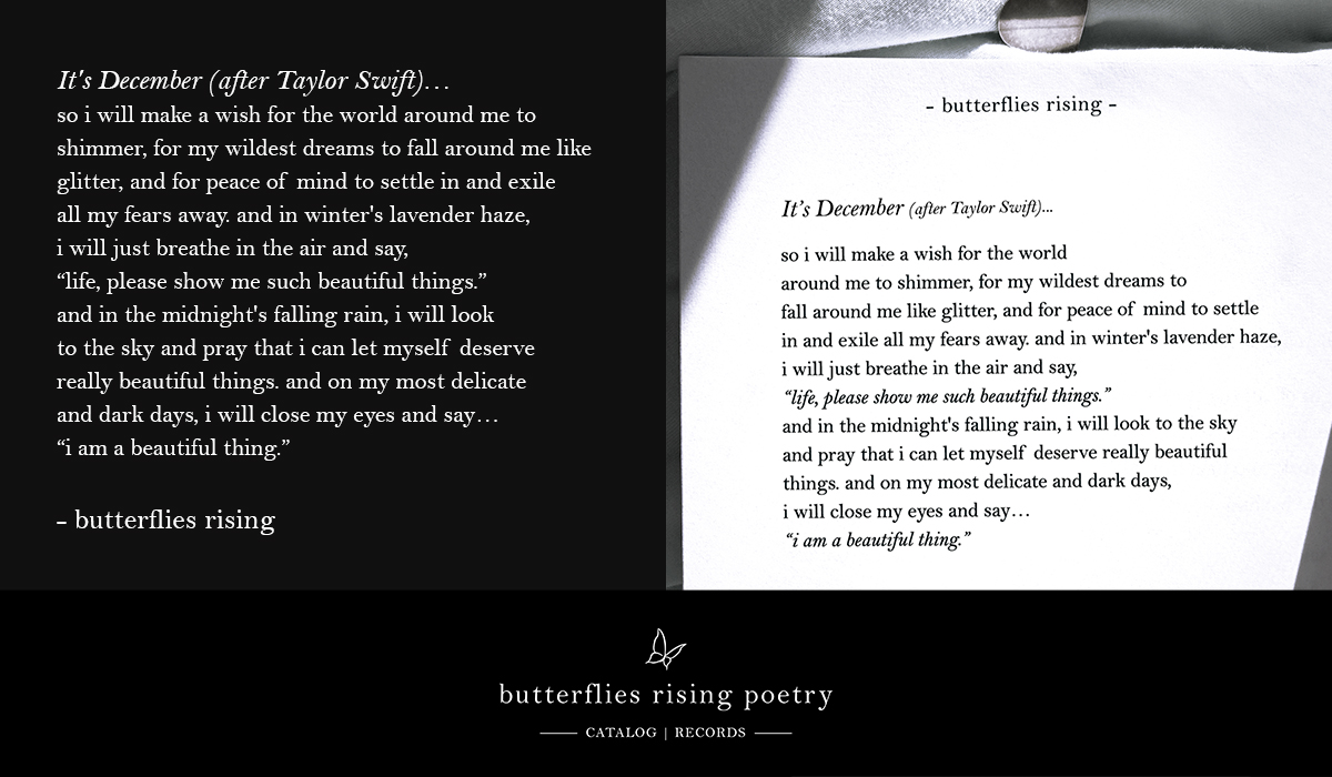 It's December (after Taylor Swift)... so i will make a wish for the world around me to shimmer