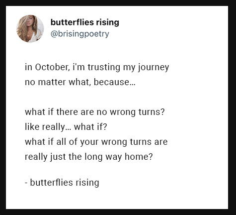 in October, i'm trusting my journey no matter what, because…