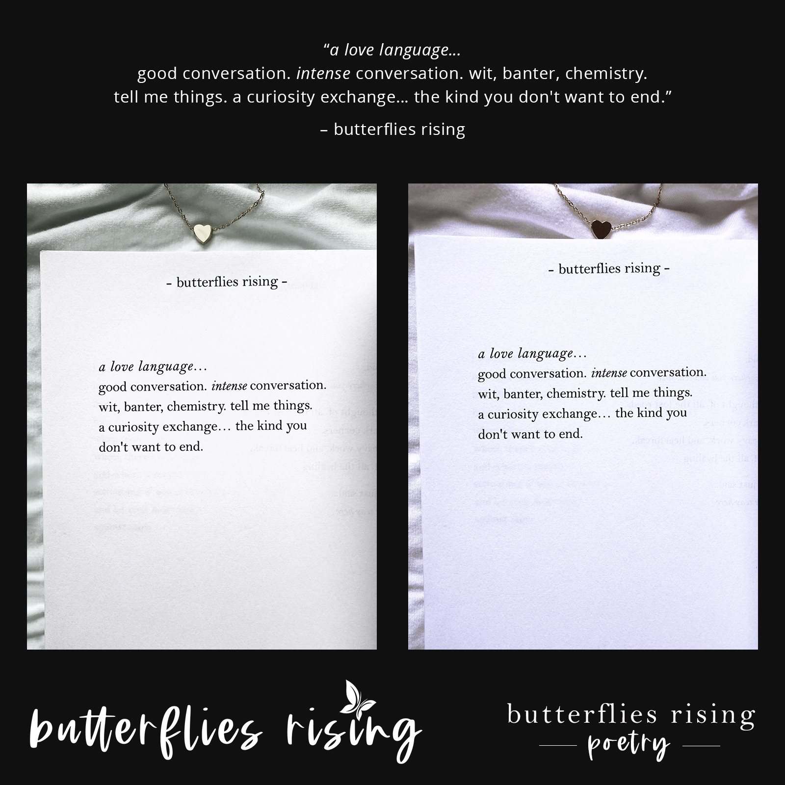 a love language… good conversation. intense conversation. wit, banter, chemistry