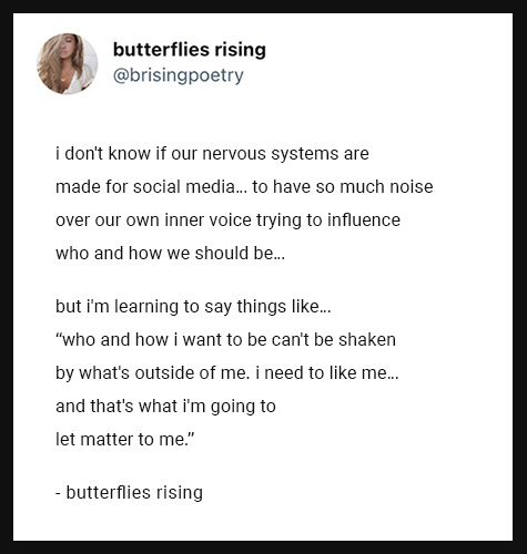 i don't know if our nervous systems are made for social media... to have so much noise over our own inner voice