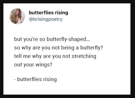 but you're so butterfly-shaped... so why are you not being a butterfly?